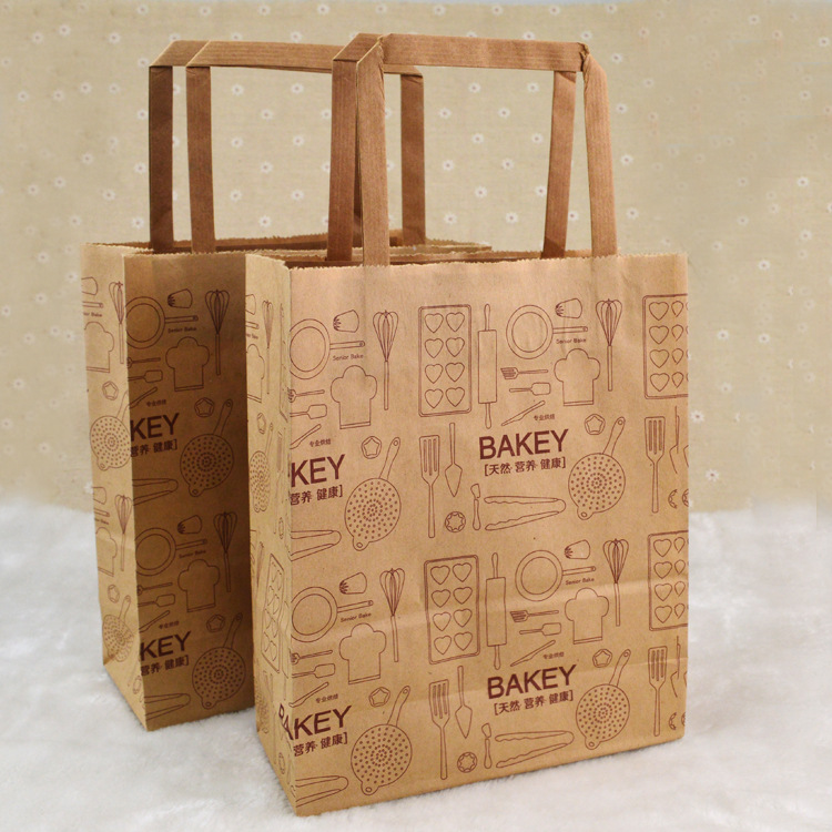 BAKEY牛皮纸手提袋 打包纸袋 外卖袋 礼品袋 打包食品包装袋10个 图片_高清大图 - 阿里巴巴 - 1